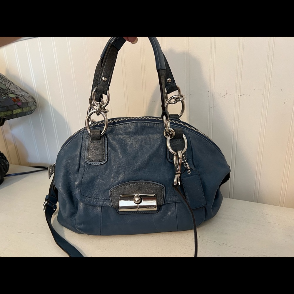 Coach Kristin domed blue leather satchel